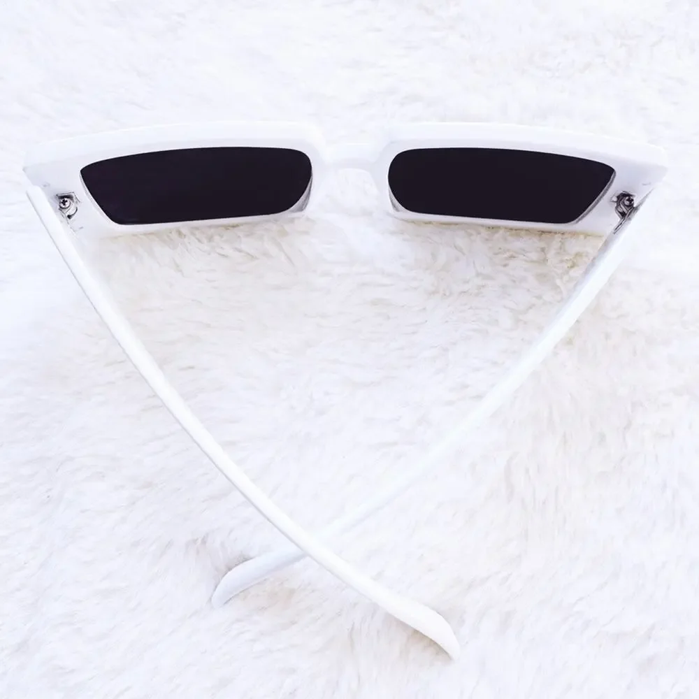 Aaron White Rectangular Sunglasses